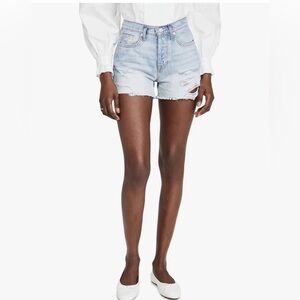 7 For All Mankind Monroe Cut Off Shorts in Cosmic Blue Rigid